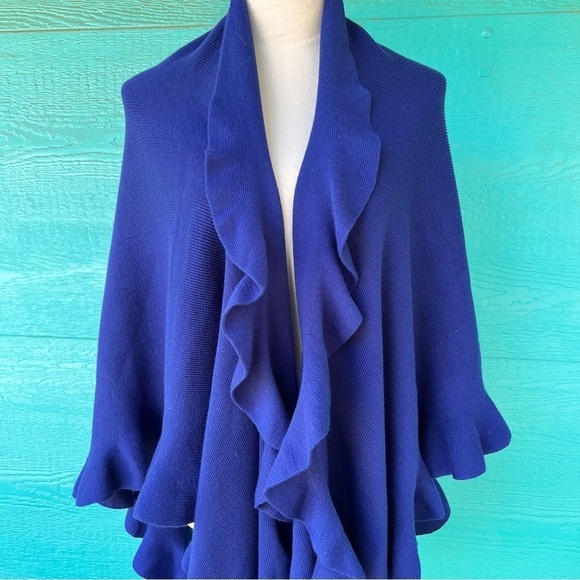 PASHMINA soft ruffle cape open front
Blue Y2K cobalt blue SIZE LARGE EUC - Picture 1 of 9